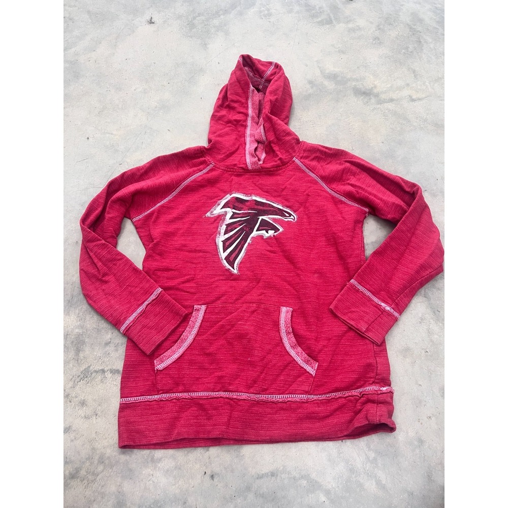 NFL Atlanta Falcons Team Apparel Hoodie Womens Medium Pink Raglan Sleeve Pockets